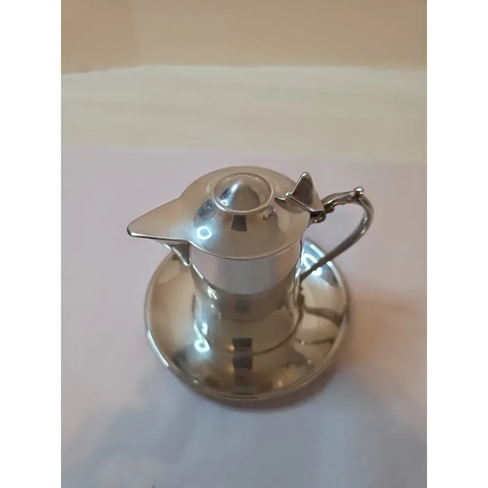 Antique Wallace Silver Plate M616 Creamer Attached Plate Hinged Lid